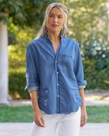 Eileen Ruffle Vintage Denim Shirt