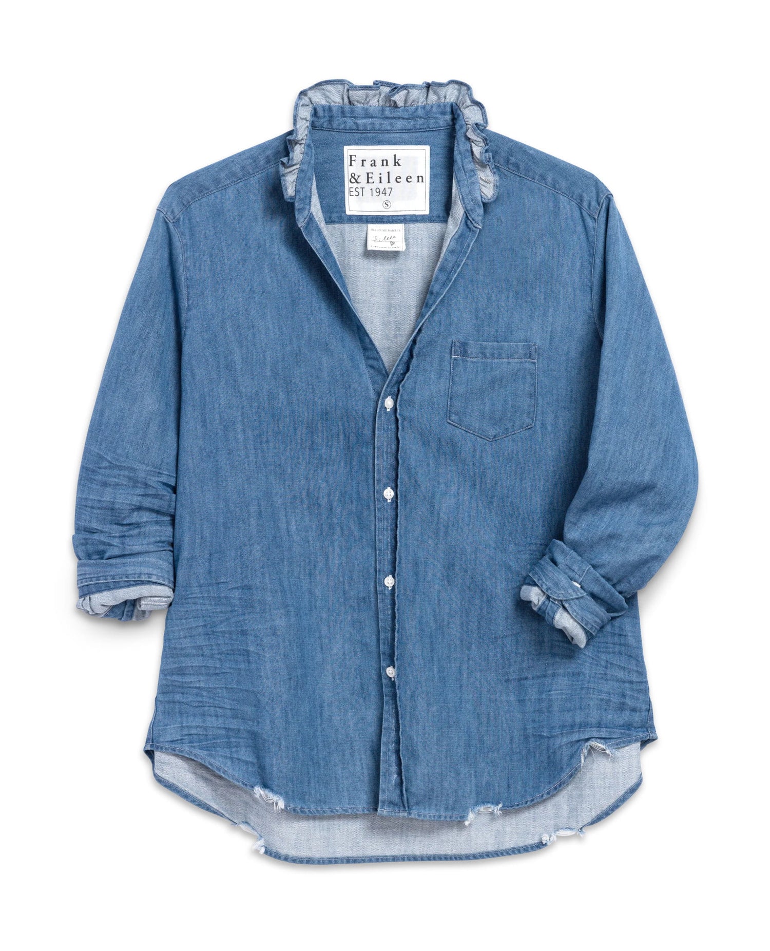 Eileen Ruffle Vintage Denim Shirt