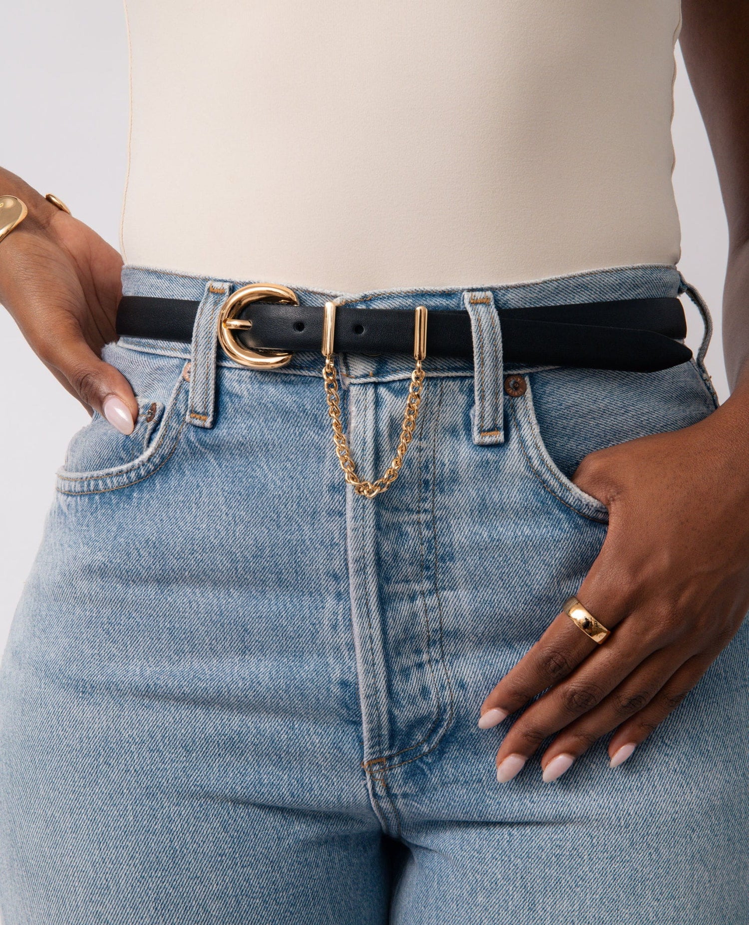 Cascade Chain Belt in Black