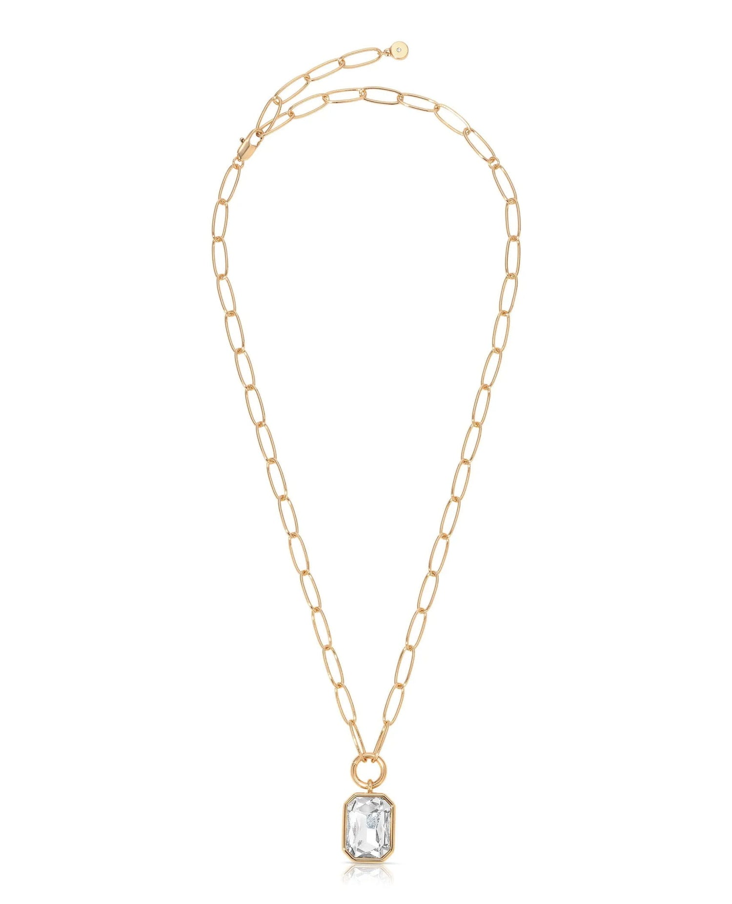 Crystal Deco Pendant Gold Necklace