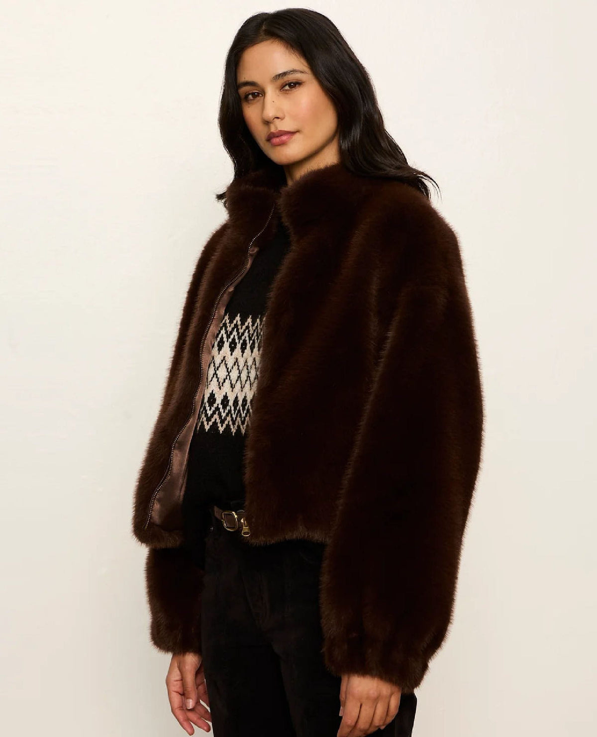Everest Fur Bomber Espresso