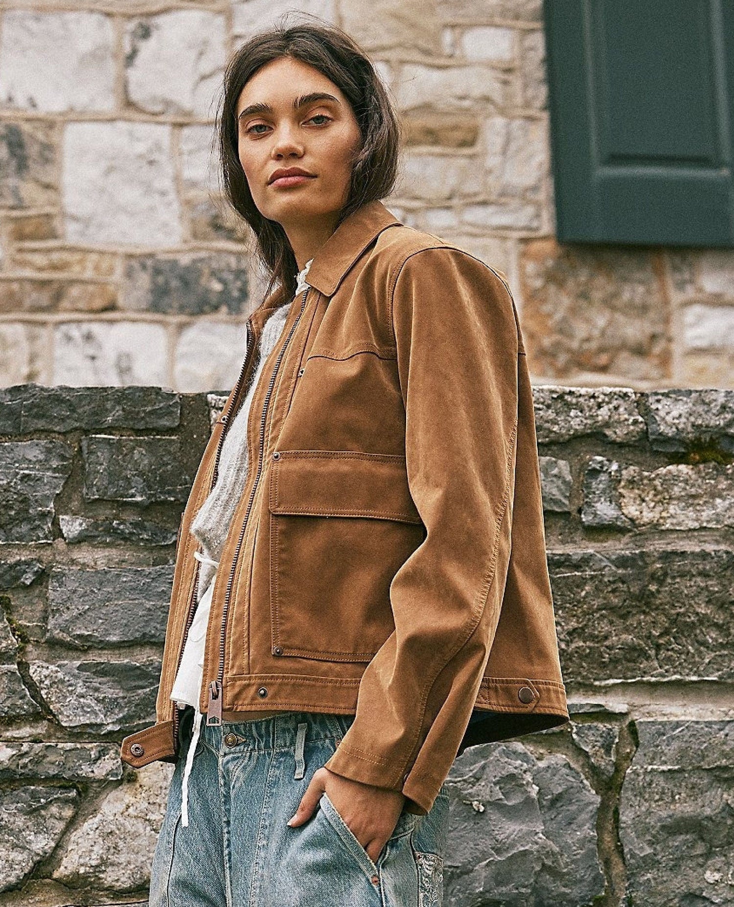 Blair Vegan Suede Jacket Carmel