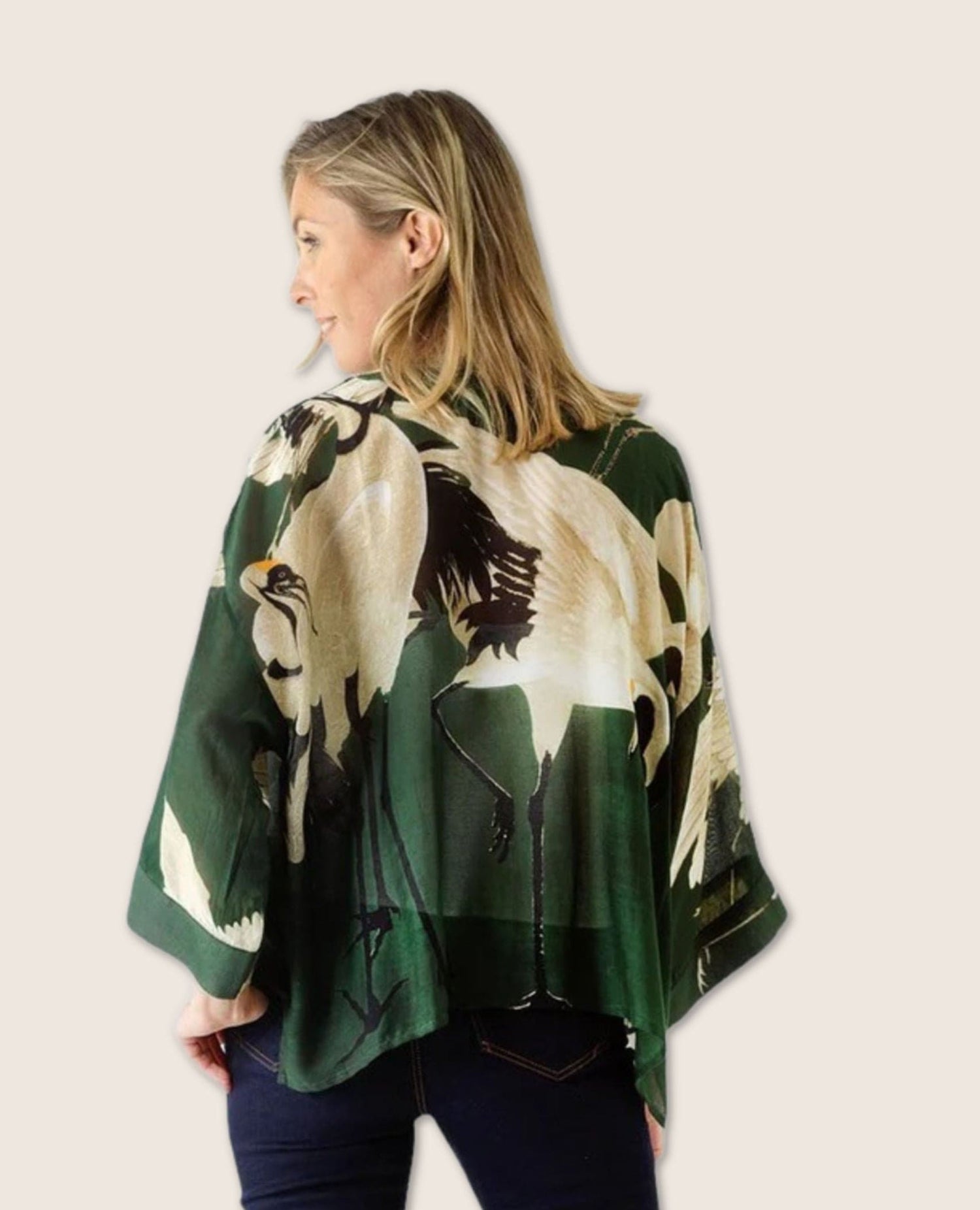 Heron Forest Green Short Kimono