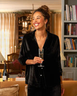 Eileen Italian Velvet Shirt Black