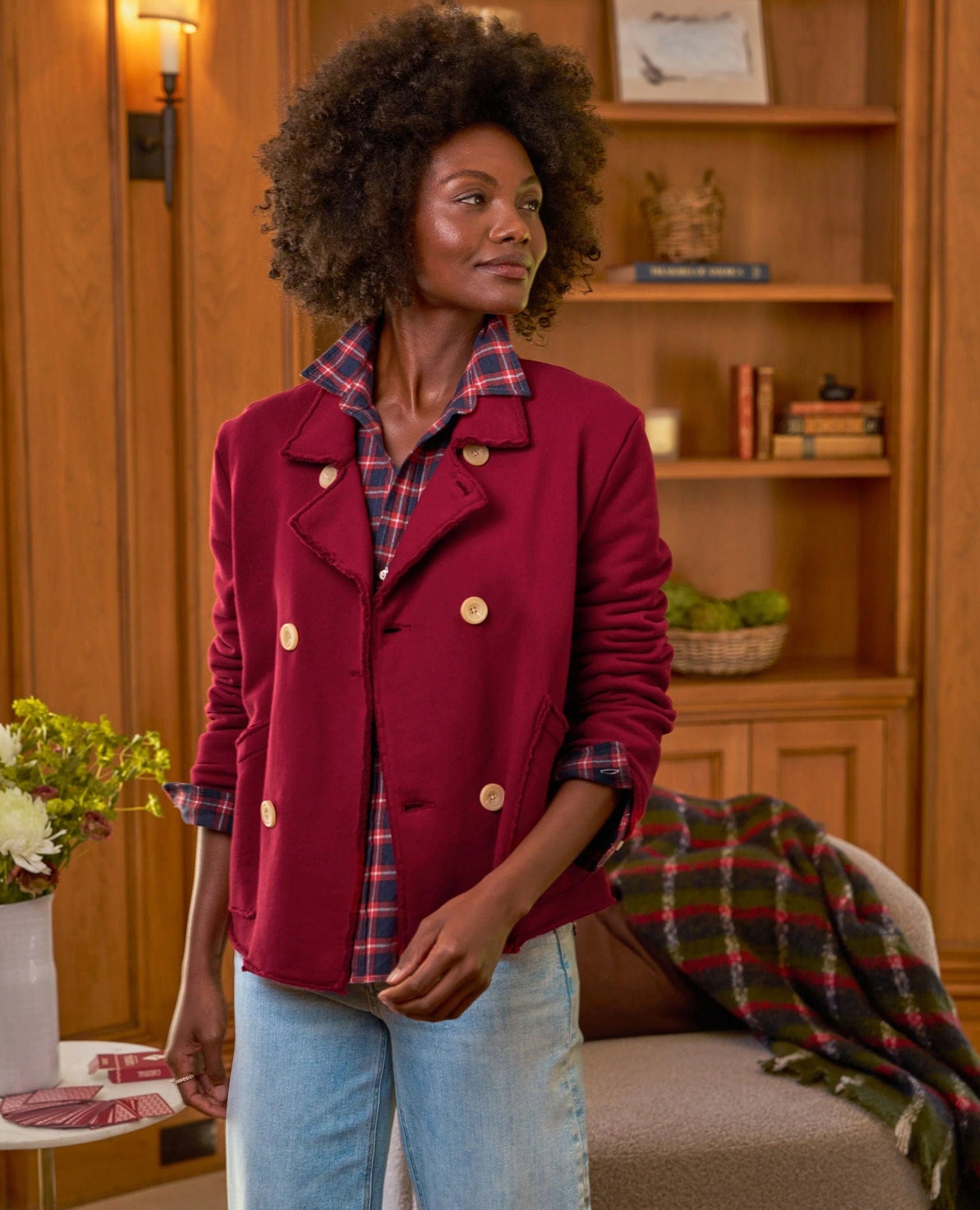 Mini Belfast Crop Peacoat Garnet Red