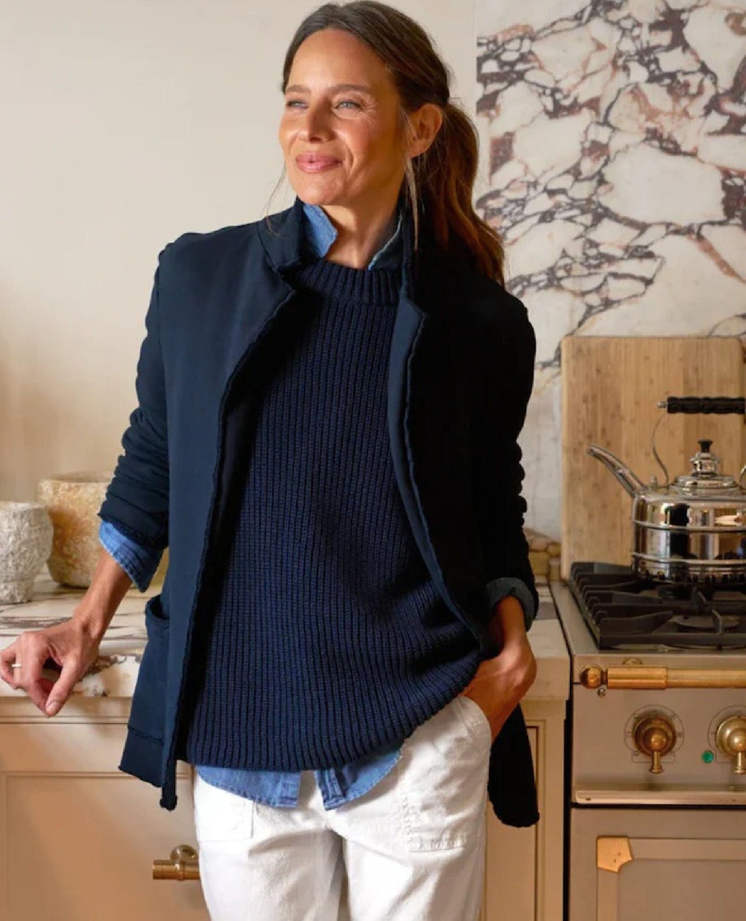 Frank & Eileen Navy Triple Fleece Blazer