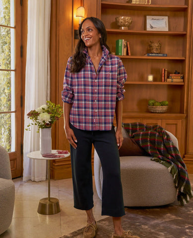 Eileen Button Down Black Red Plaid