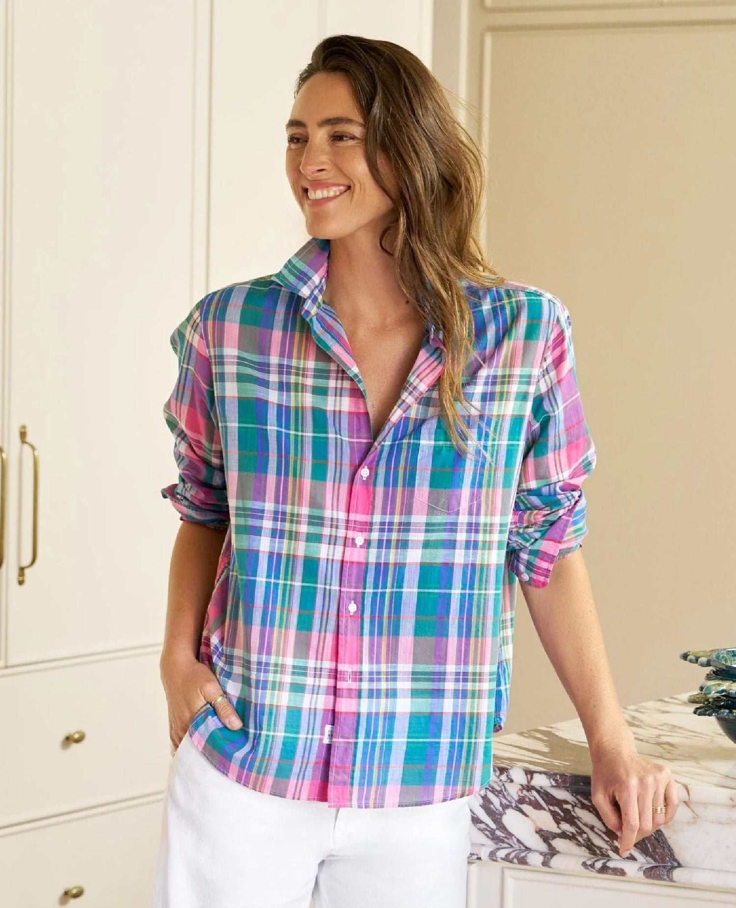 Eileen Coastal Bloom Plaid