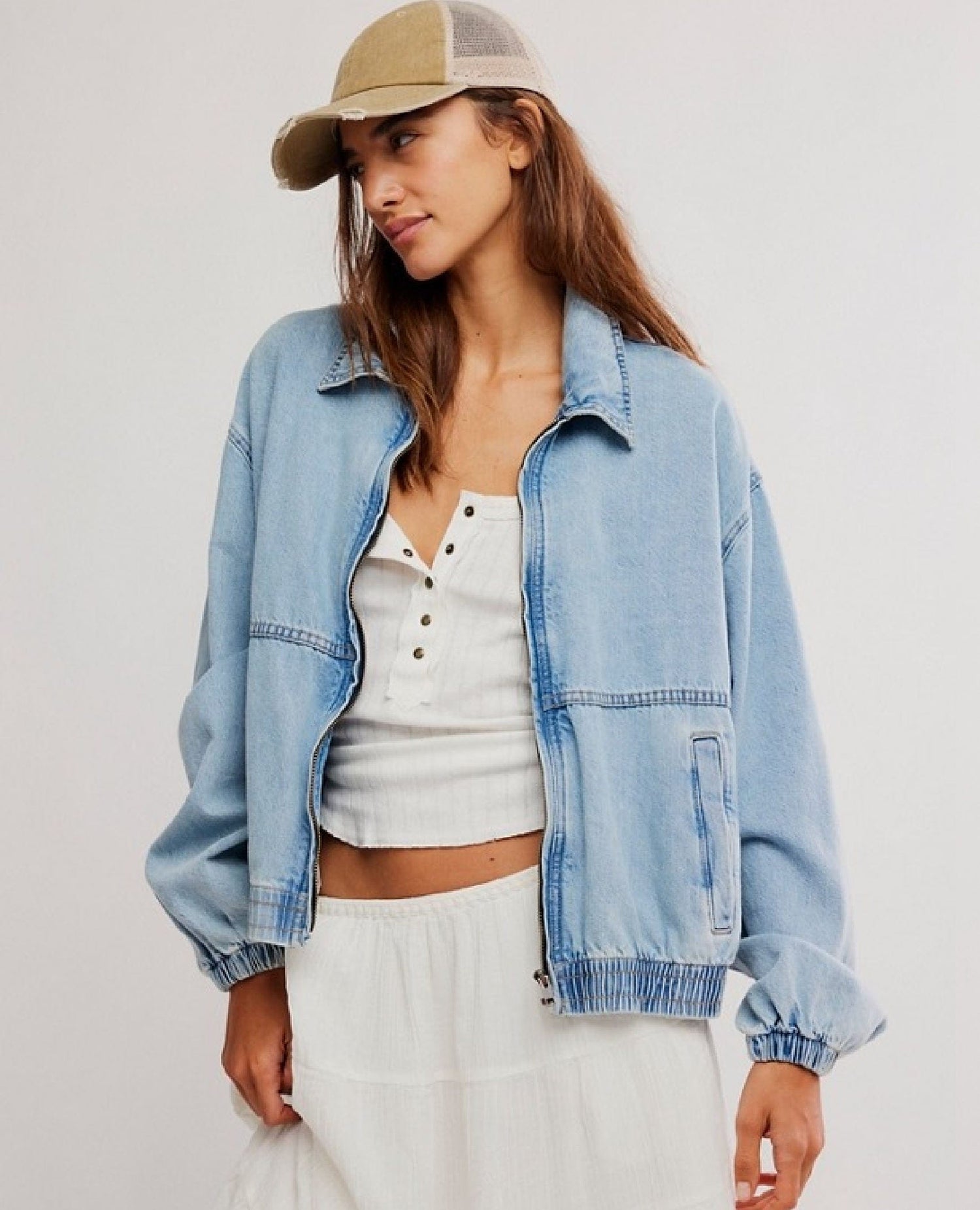 Birdie Denim Track Jacket Mockingbird
