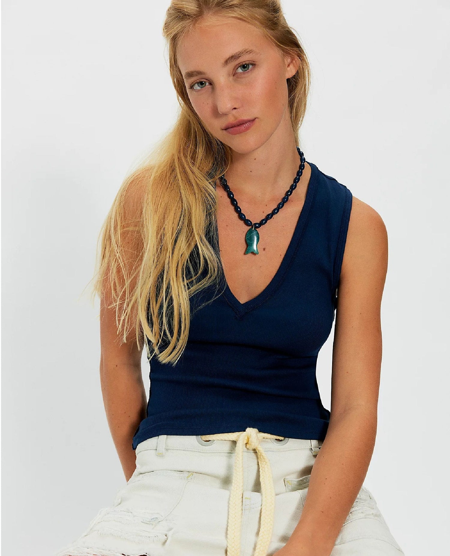 Neria V-Neck Tank Deep Iris