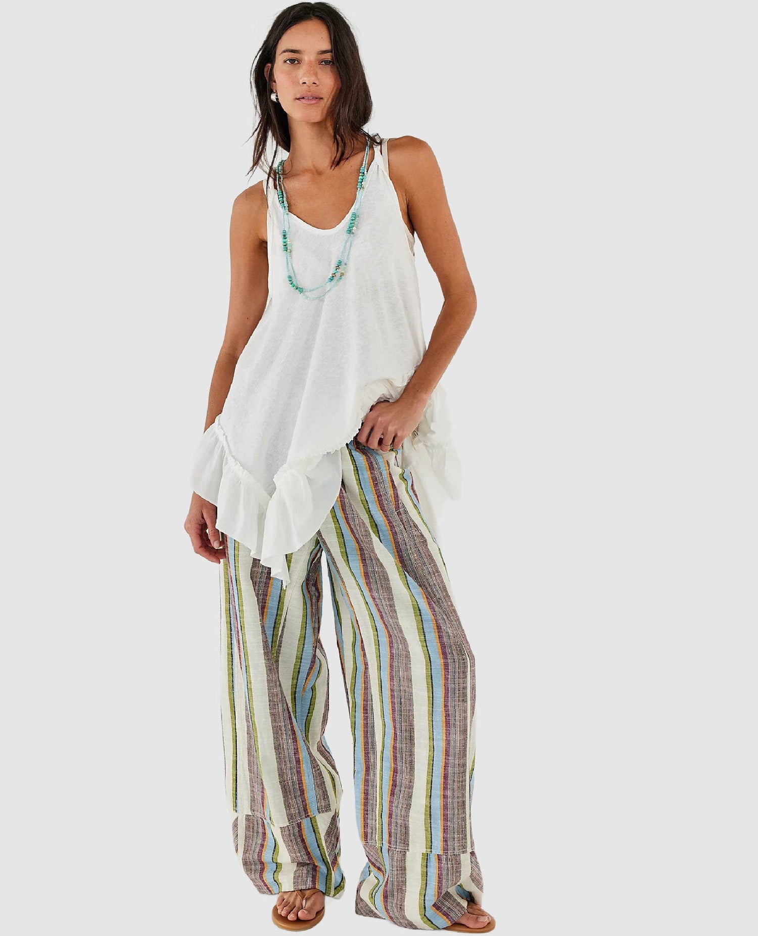 Linen Stripe Pant Ivory Combo