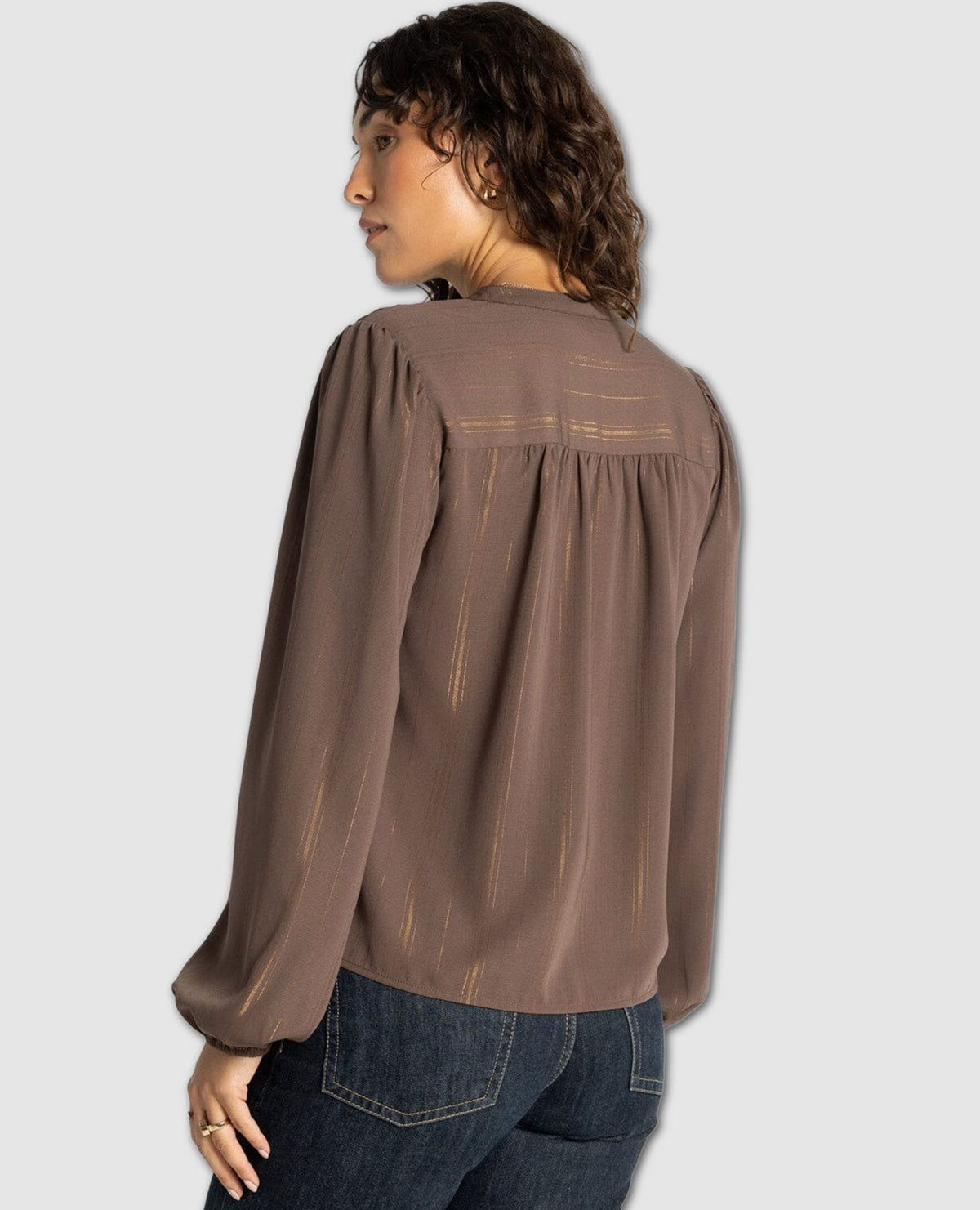 Gabriella Metallic Stripe Blouse Cocoa