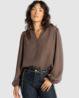 Gabriella Metallic Stripe Blouse Cocoa