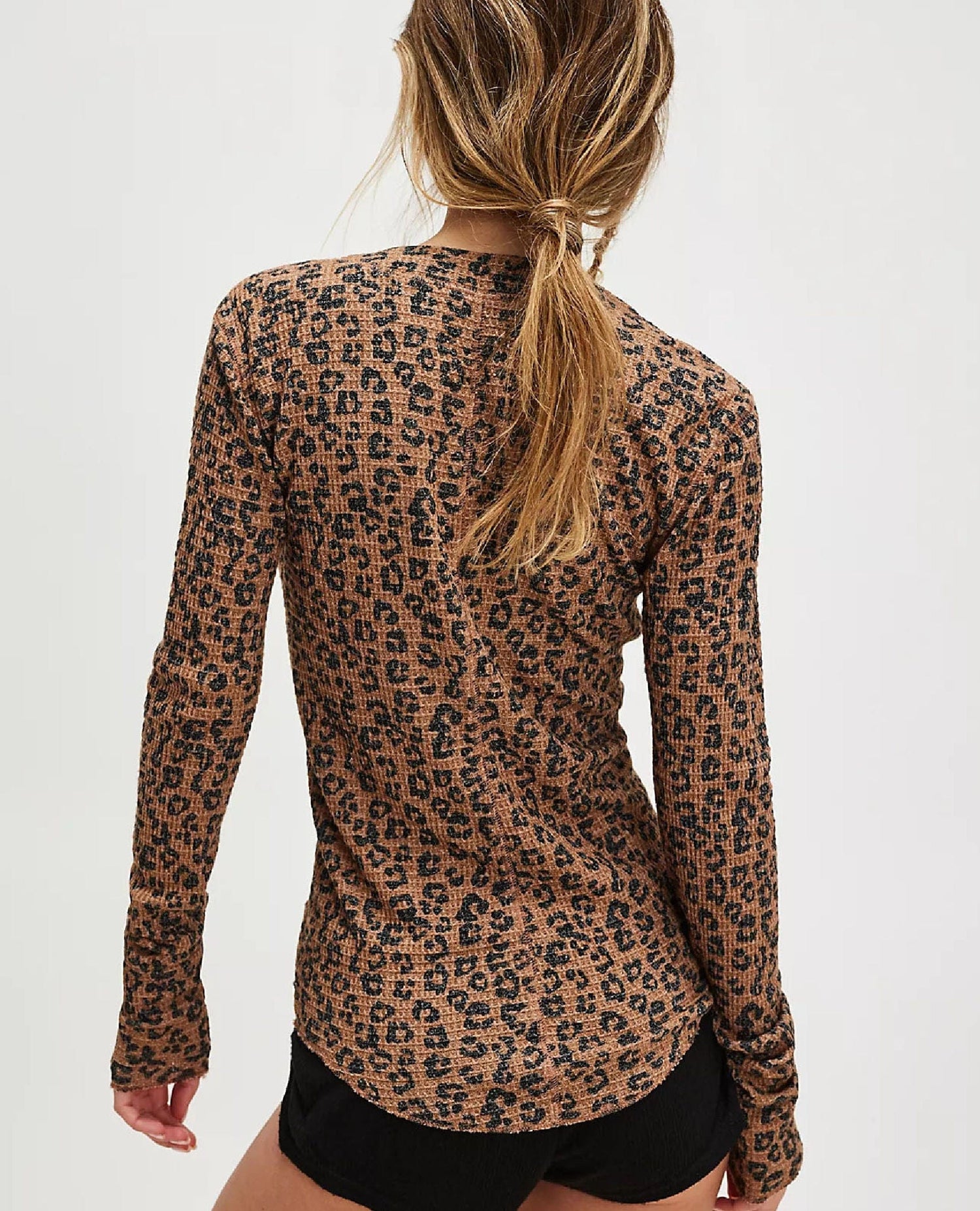 Free People Going Places Cardi Thermal Leopard
