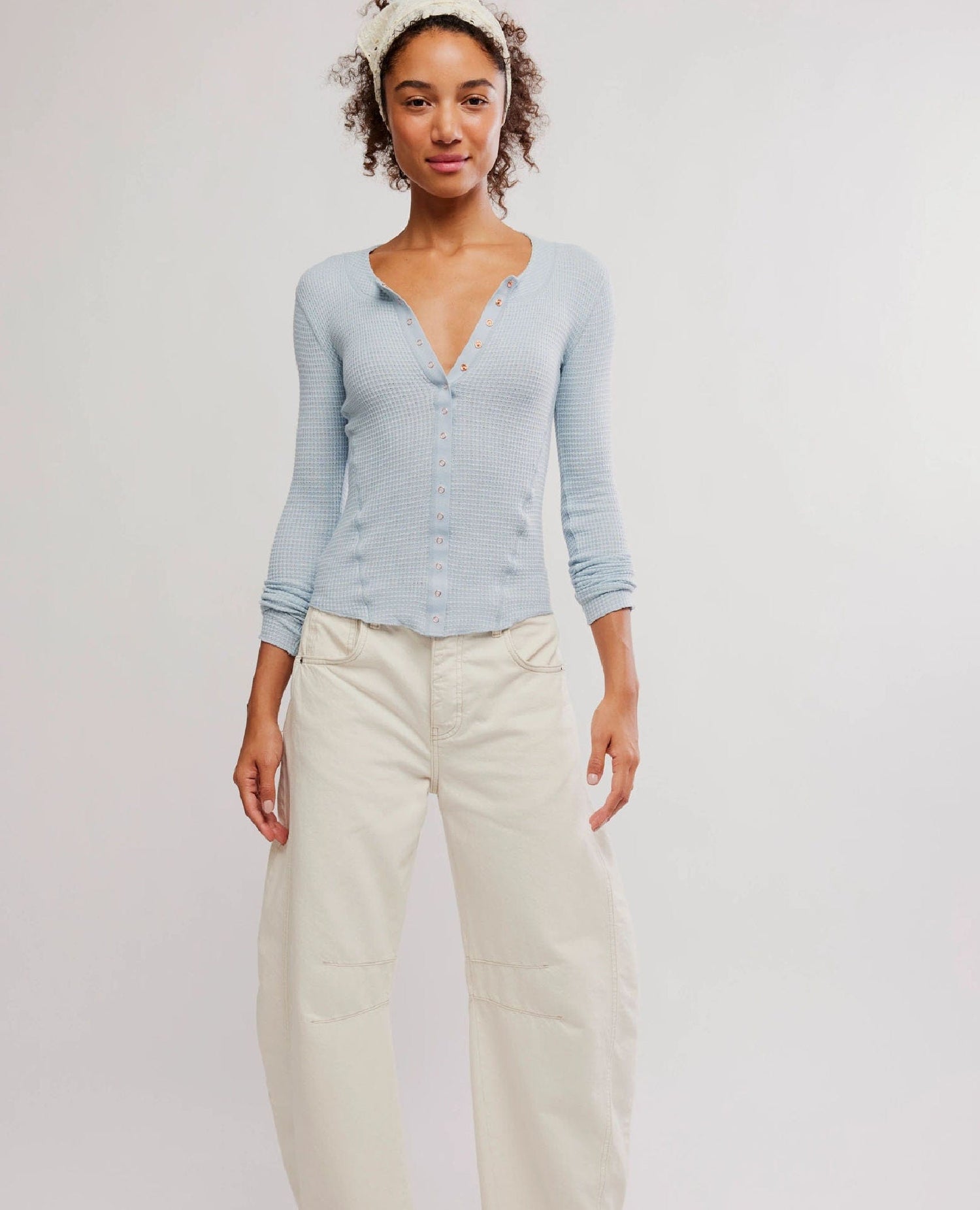 Going Places Cardi Thermal in Pearl Blue