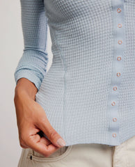 Going Places Cardi Thermal in Pearl Blue