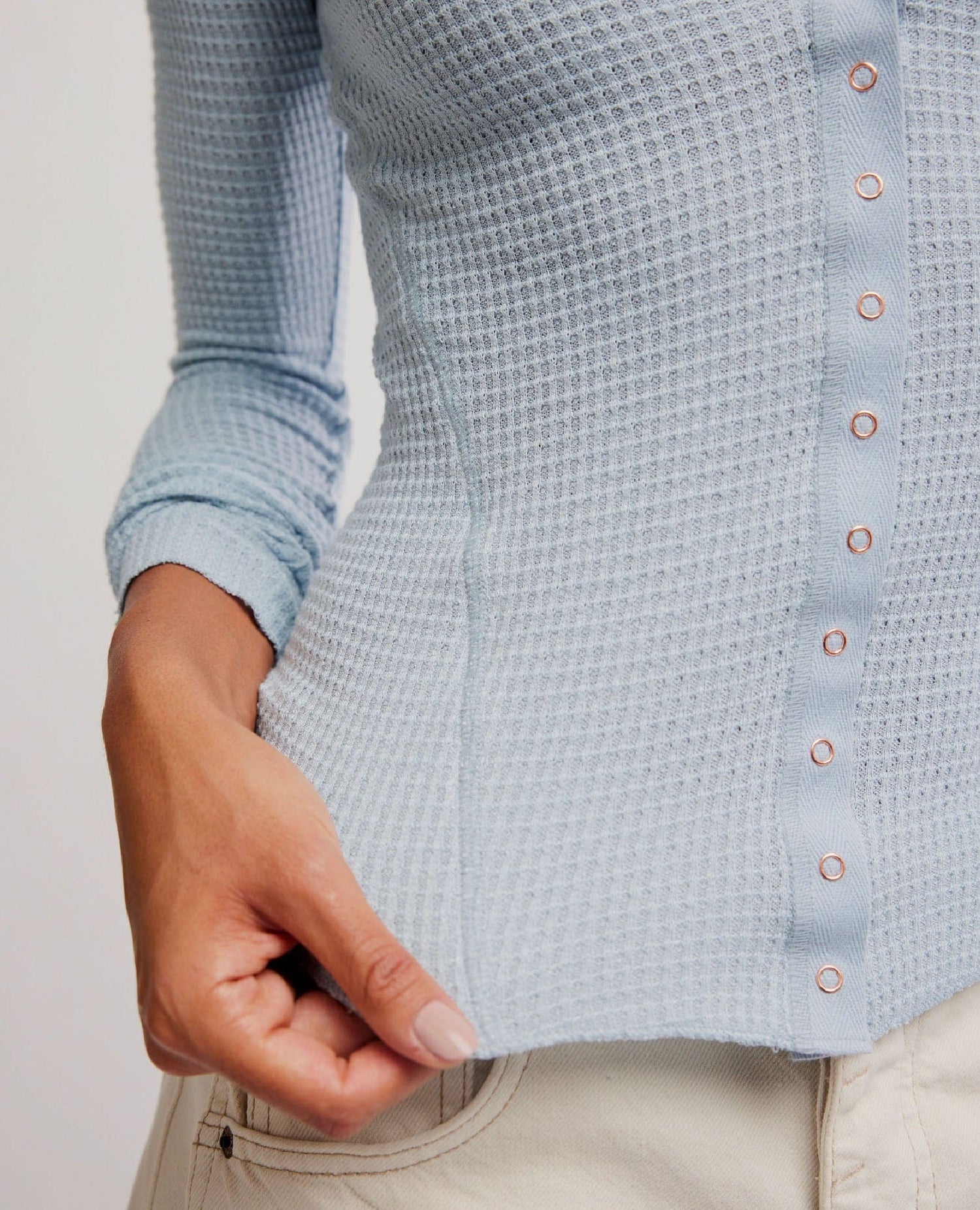 Going Places Cardi Thermal in Pearl Blue