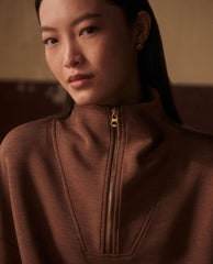 Hawley Half Zip Sweat Golden Bronze Marl
