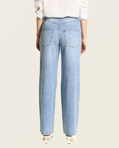 High Rise Wide Leg Drawstring Light Trouser