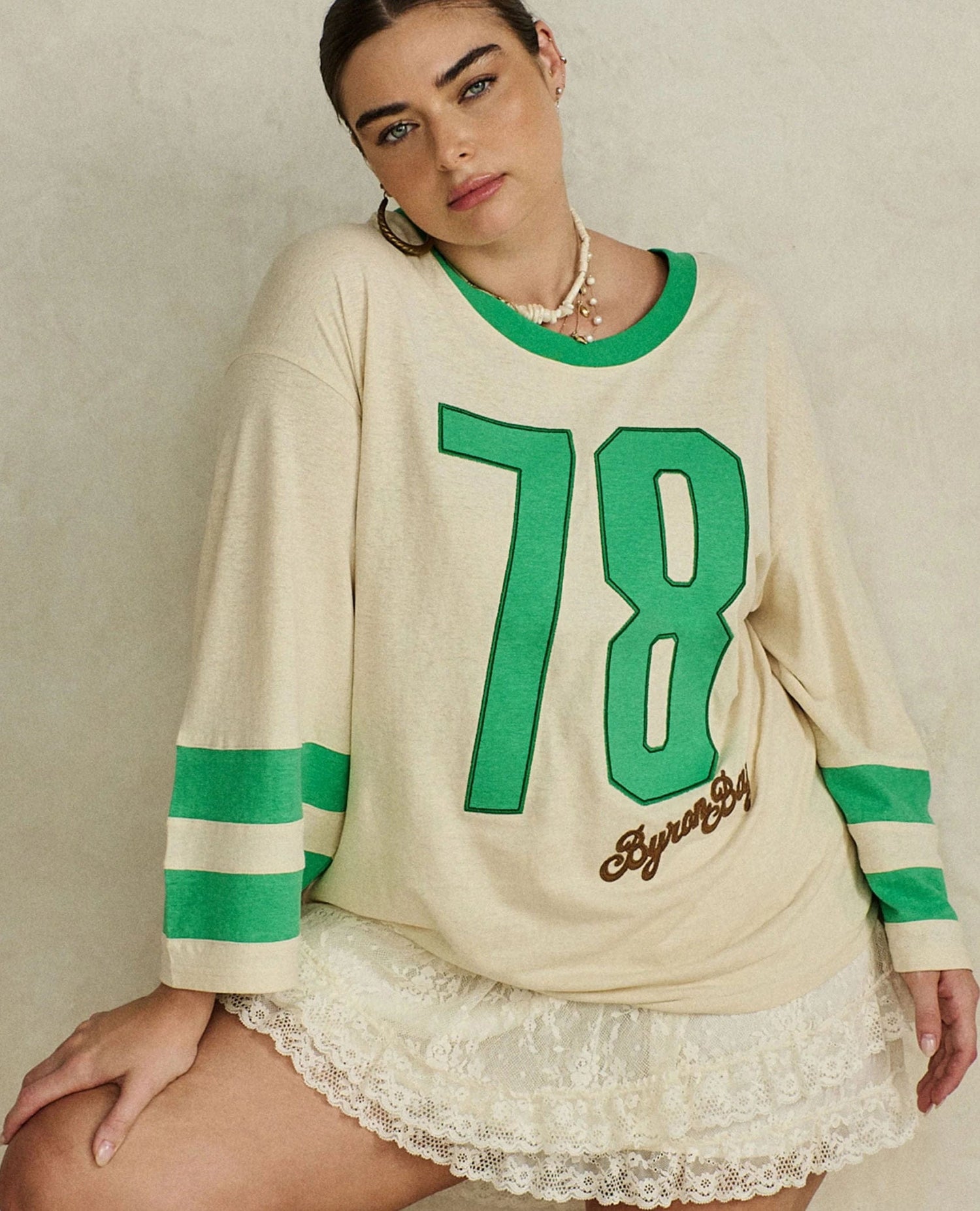 Homecoming Biker Tee Green Fields