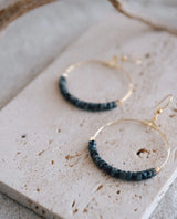 Hoop Earrings Labradorite Beads