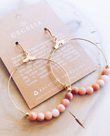 Hoop Earrings Peach Agate