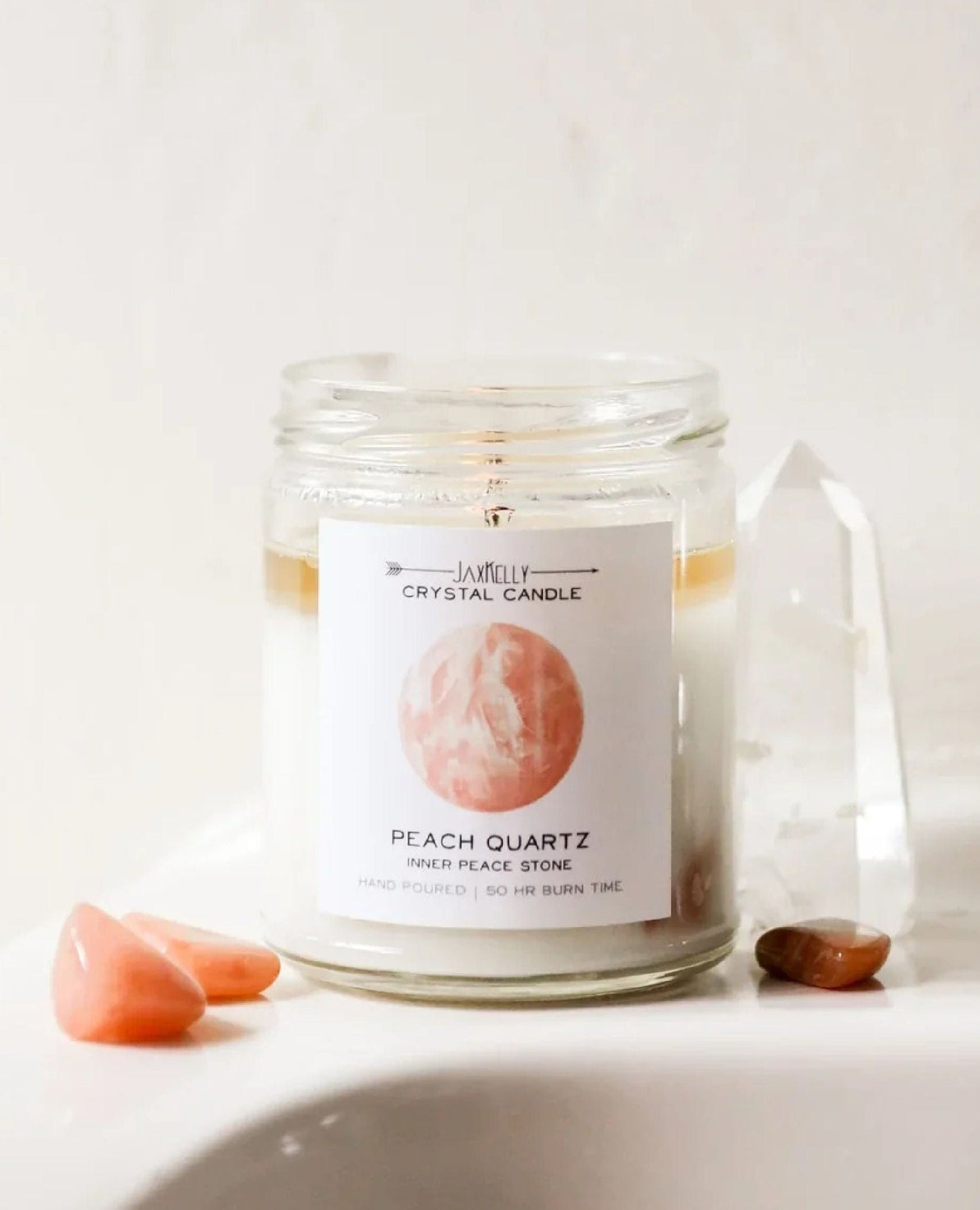 Crystal Candle Peach Quartz 9oz