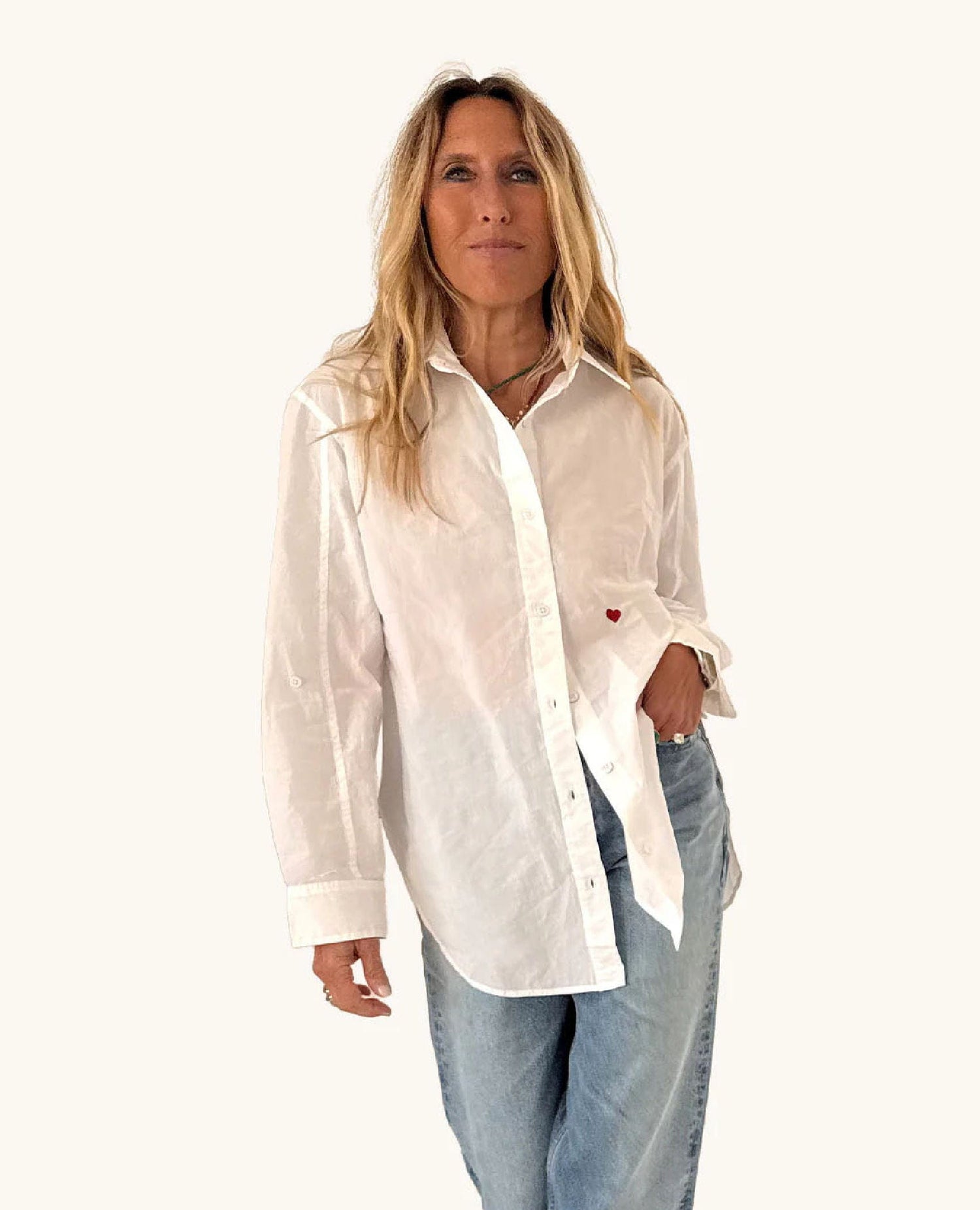 Jack Button Cross White Shirt