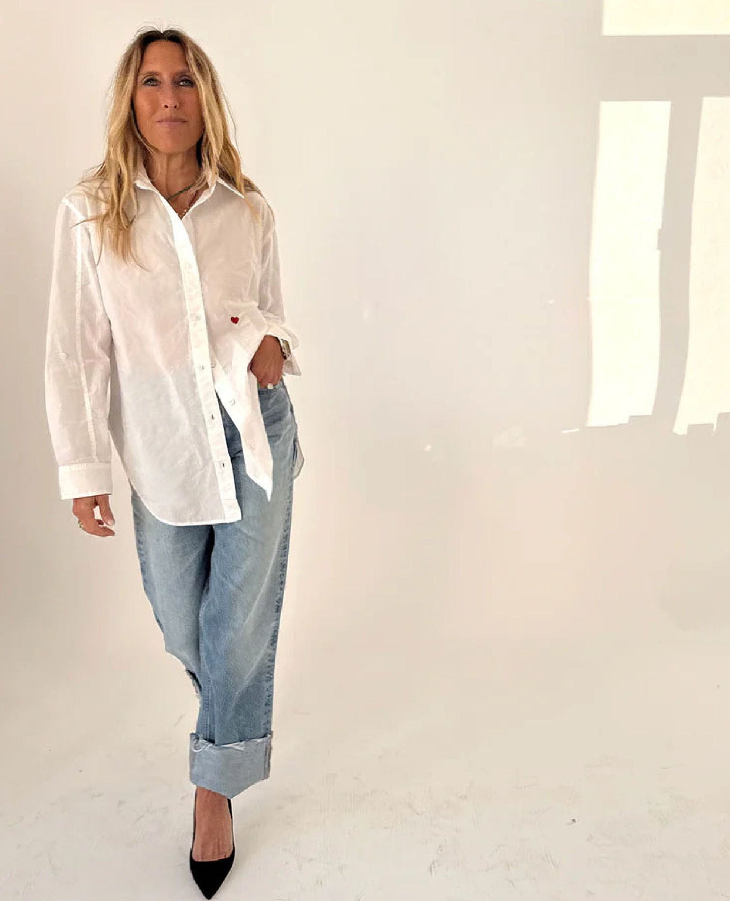 Jack Button Cross White Shirt