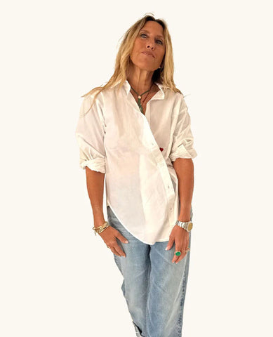 Jack Button Cross White Shirt
