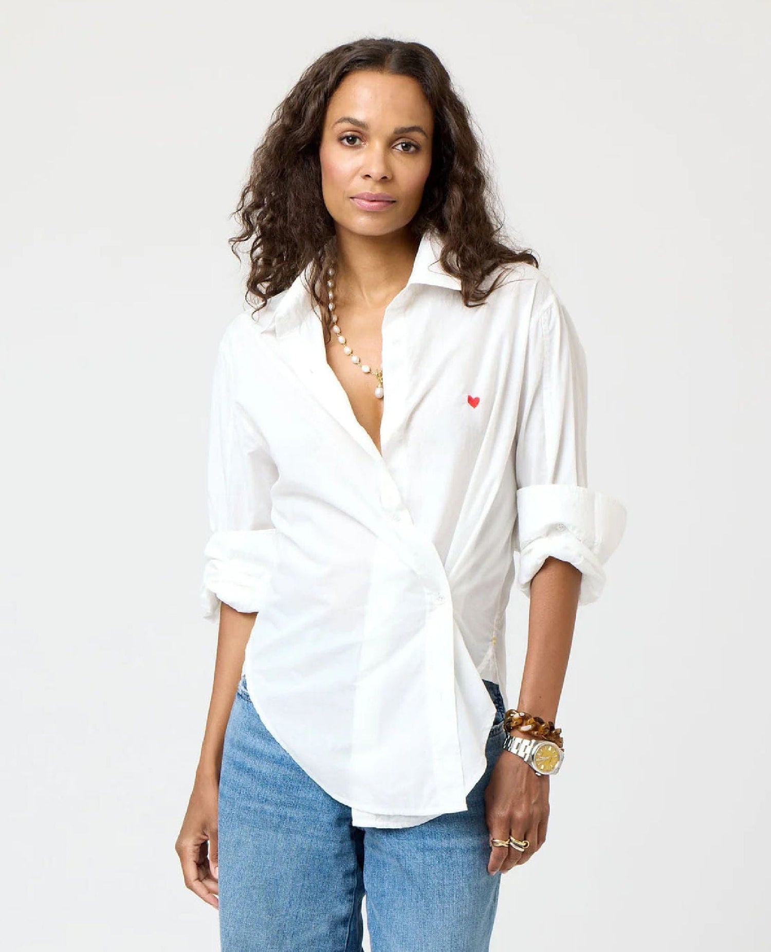 Jack Button Cross White Shirt