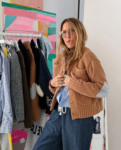 Love Heart Bomber Sweater Camel