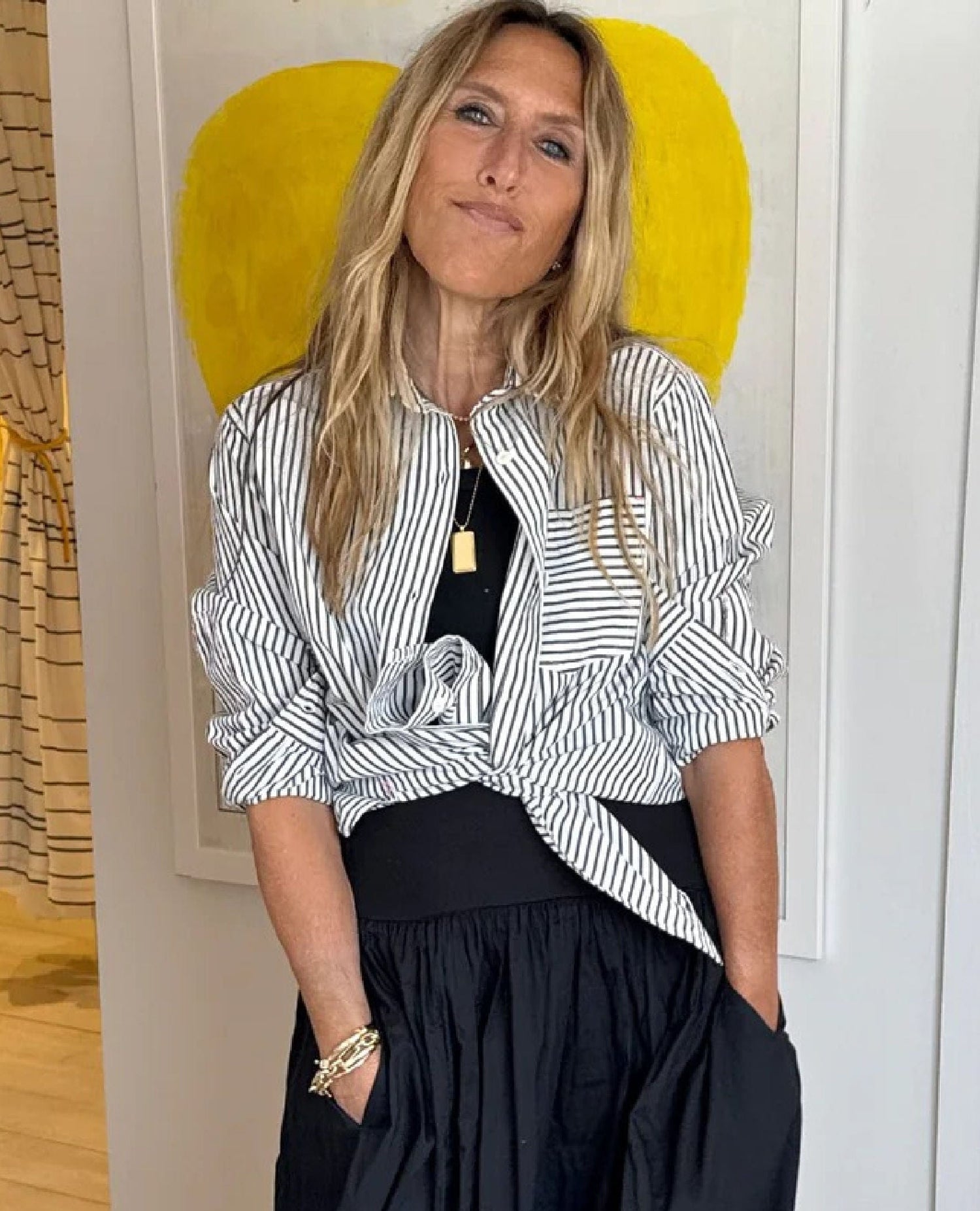 Mia Charcoal Stripe Heart Shirt