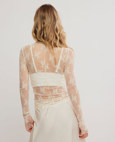 Lady Lux Evening Cream Sheer Top