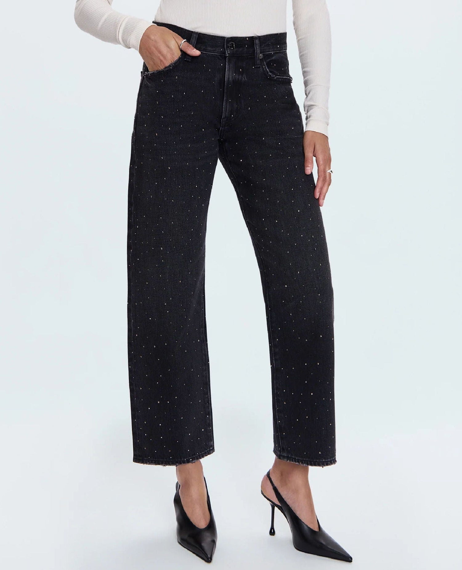 Lexi Mid Rise Bowed Straight Silver Screen