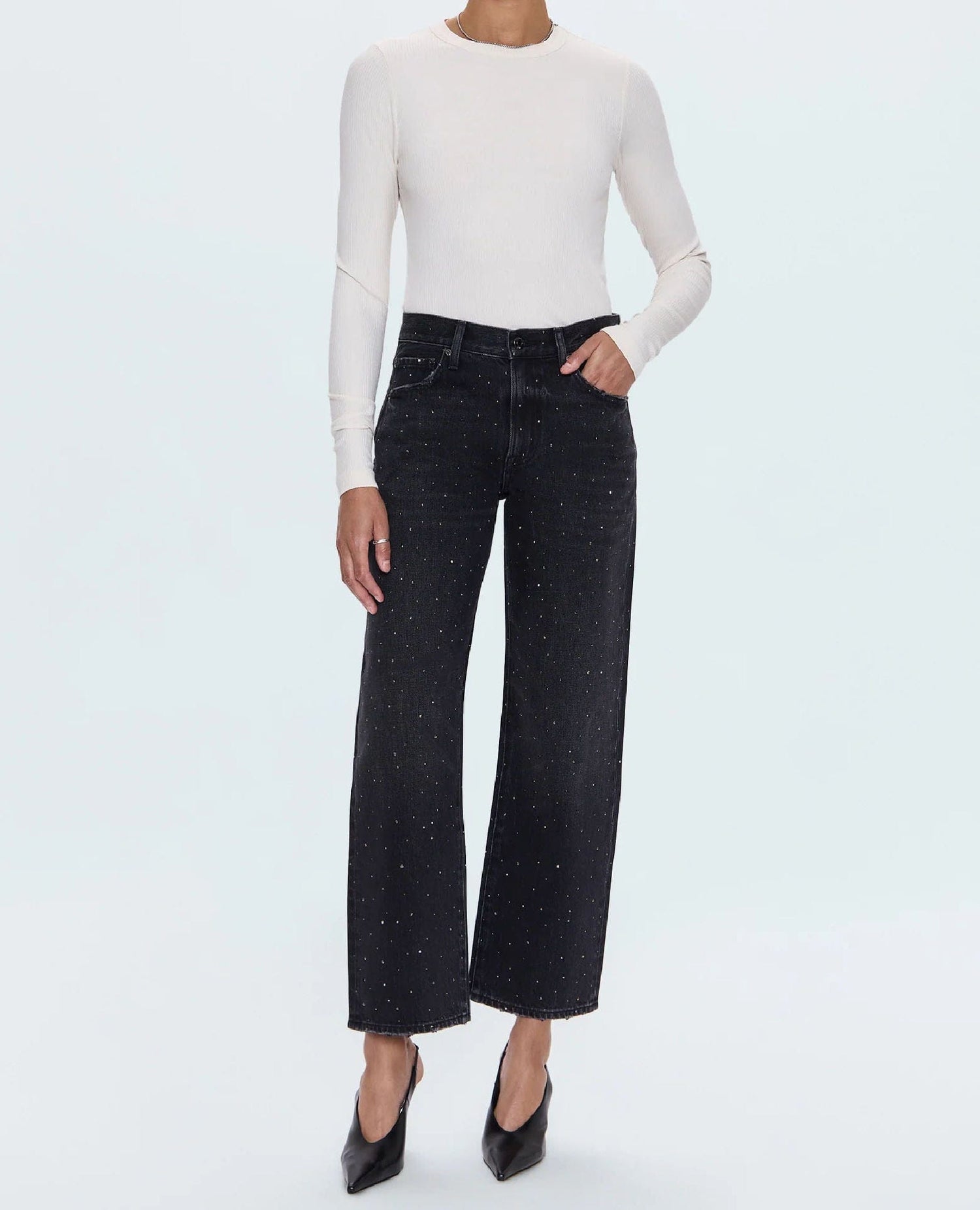 Lexi Mid Rise Bowed Straight Silver Screen