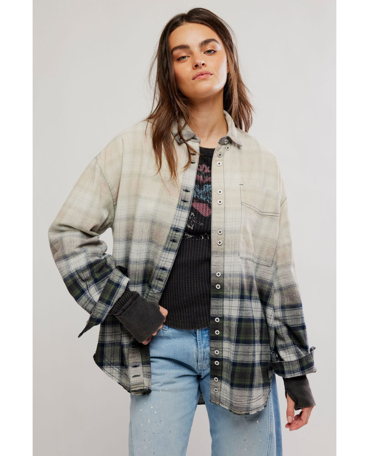 Lexi Plaid Shirt Green Combo