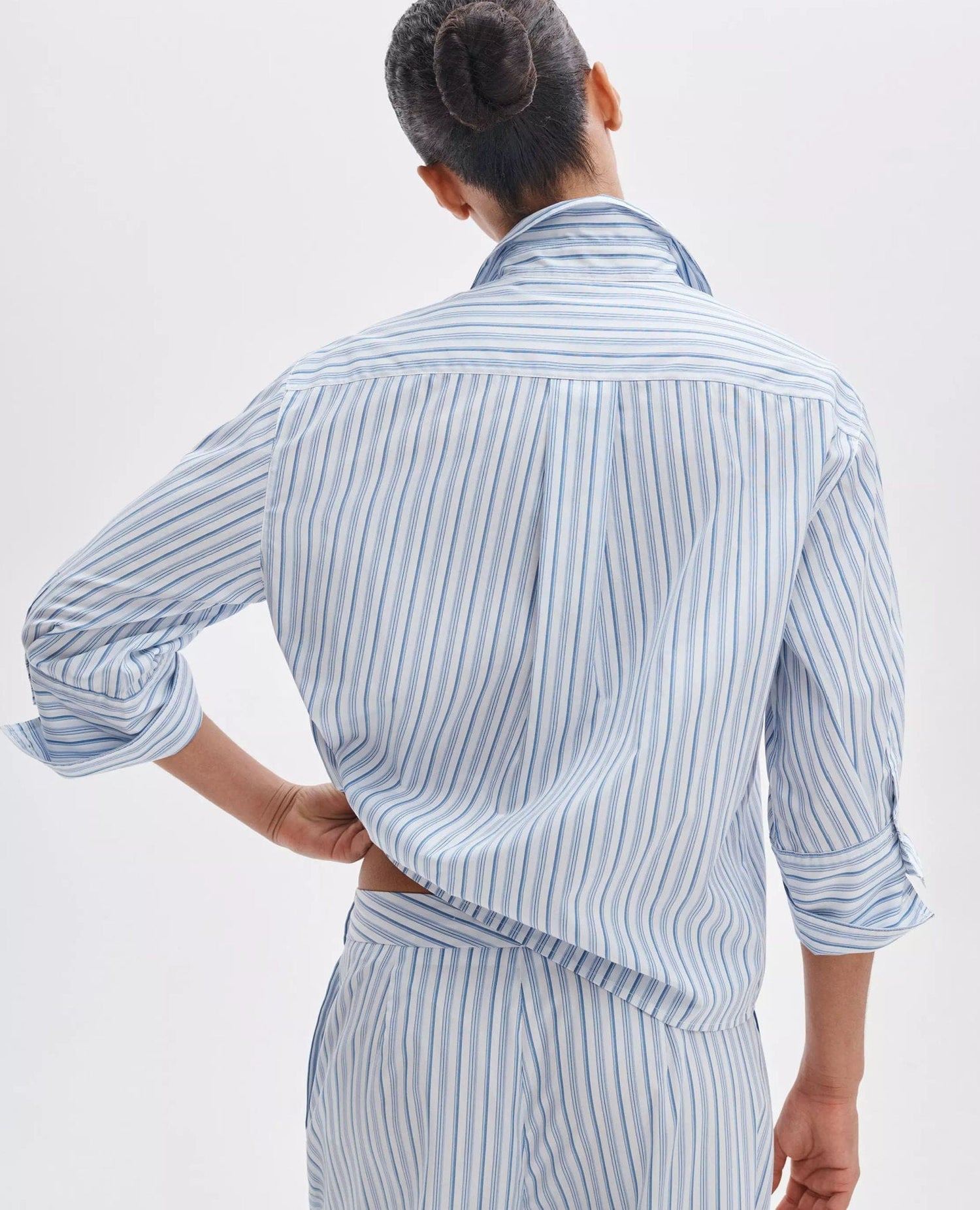 Lucia Stripe Poplin Shirt Blue