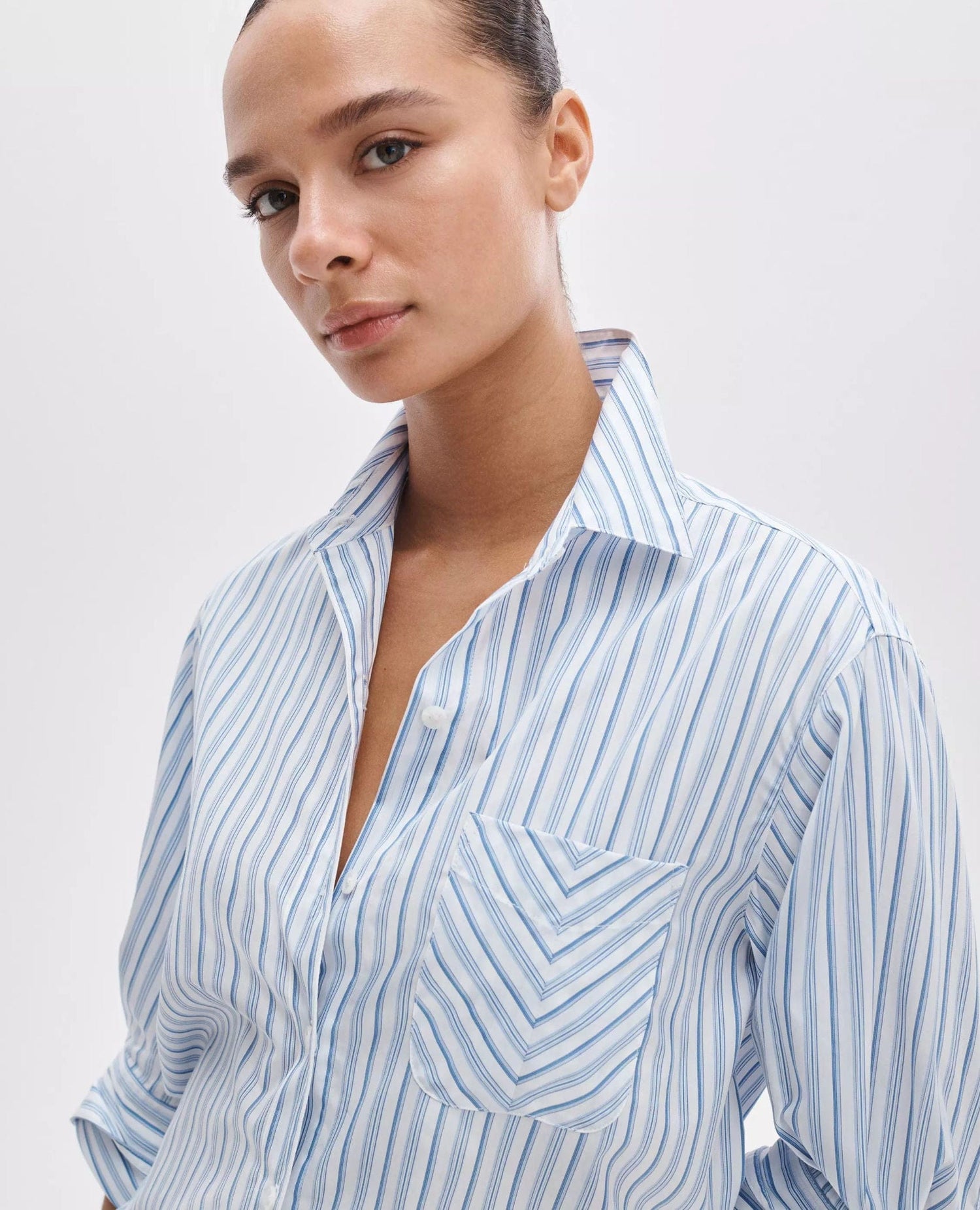 Lucia Stripe Poplin Shirt Blue