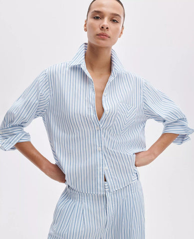 Lucia Stripe Poplin Shirt Blue