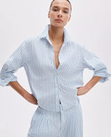 Lucia Stripe Poplin Shirt Blue