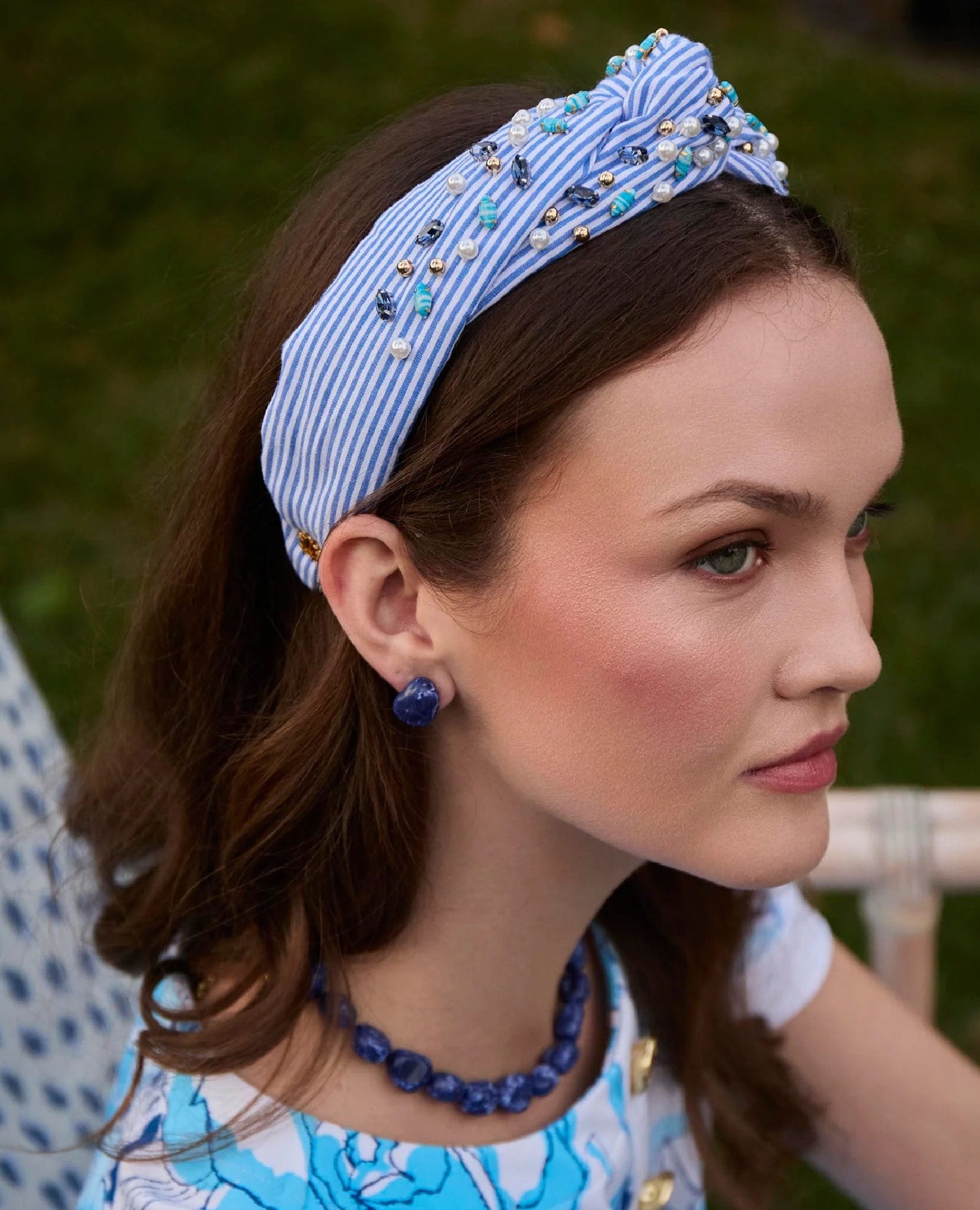 Marlene Embellished Seersucker Headband