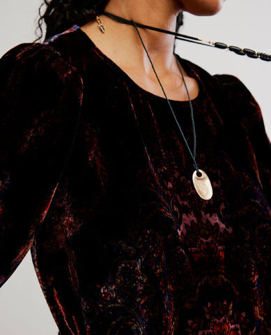 Maye Printed Velvet Tunic in Dark Black Combo