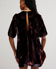 Maye Printed Velvet Tunic in Dark Black Combo