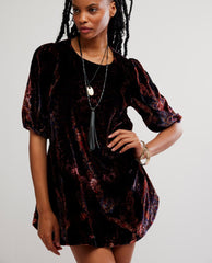 Maye Printed Velvet Tunic in Dark Black Combo