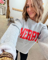 Merry Sweatshirt Grey Red