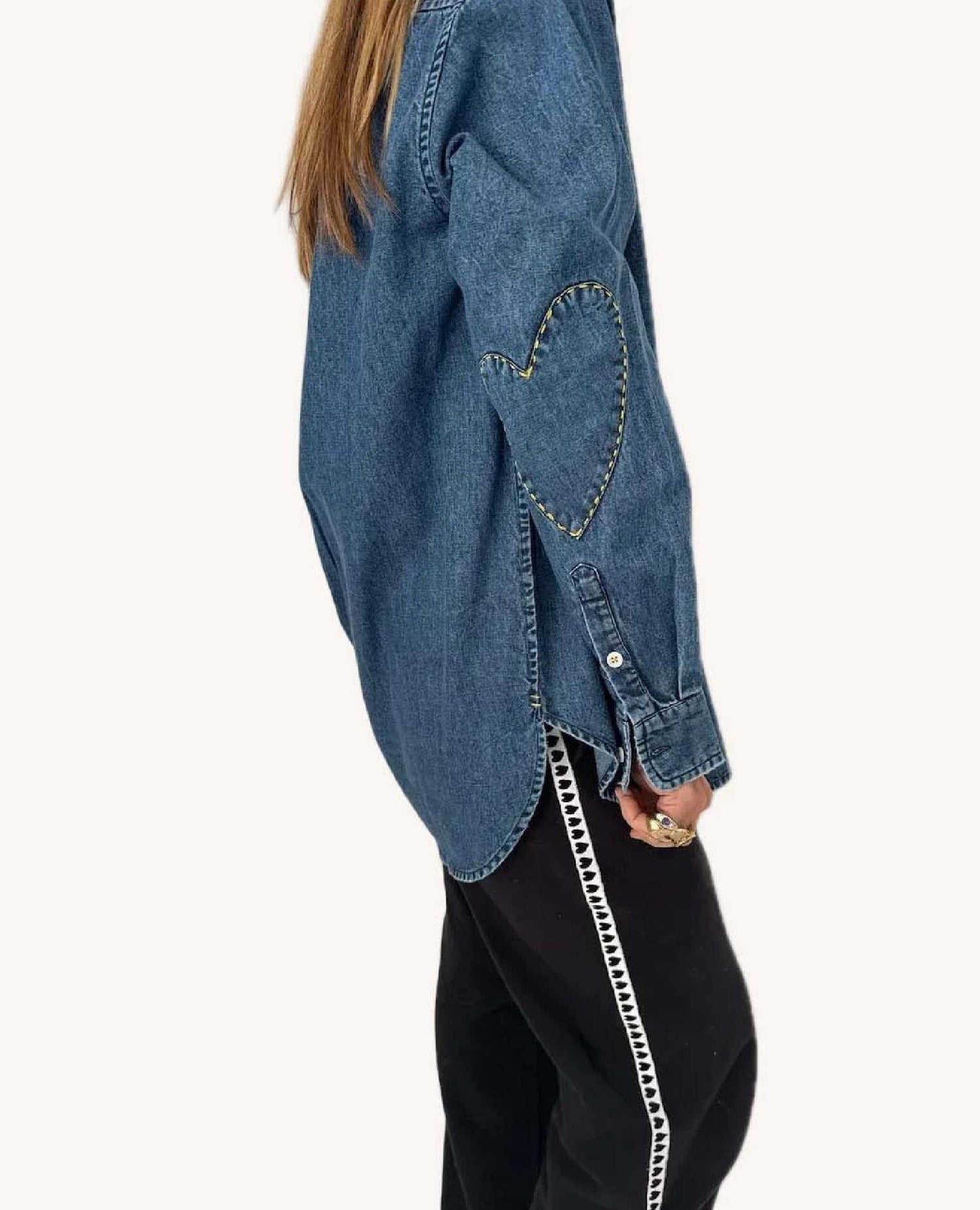 Kerri Rosenthal Denim Yellow Heart