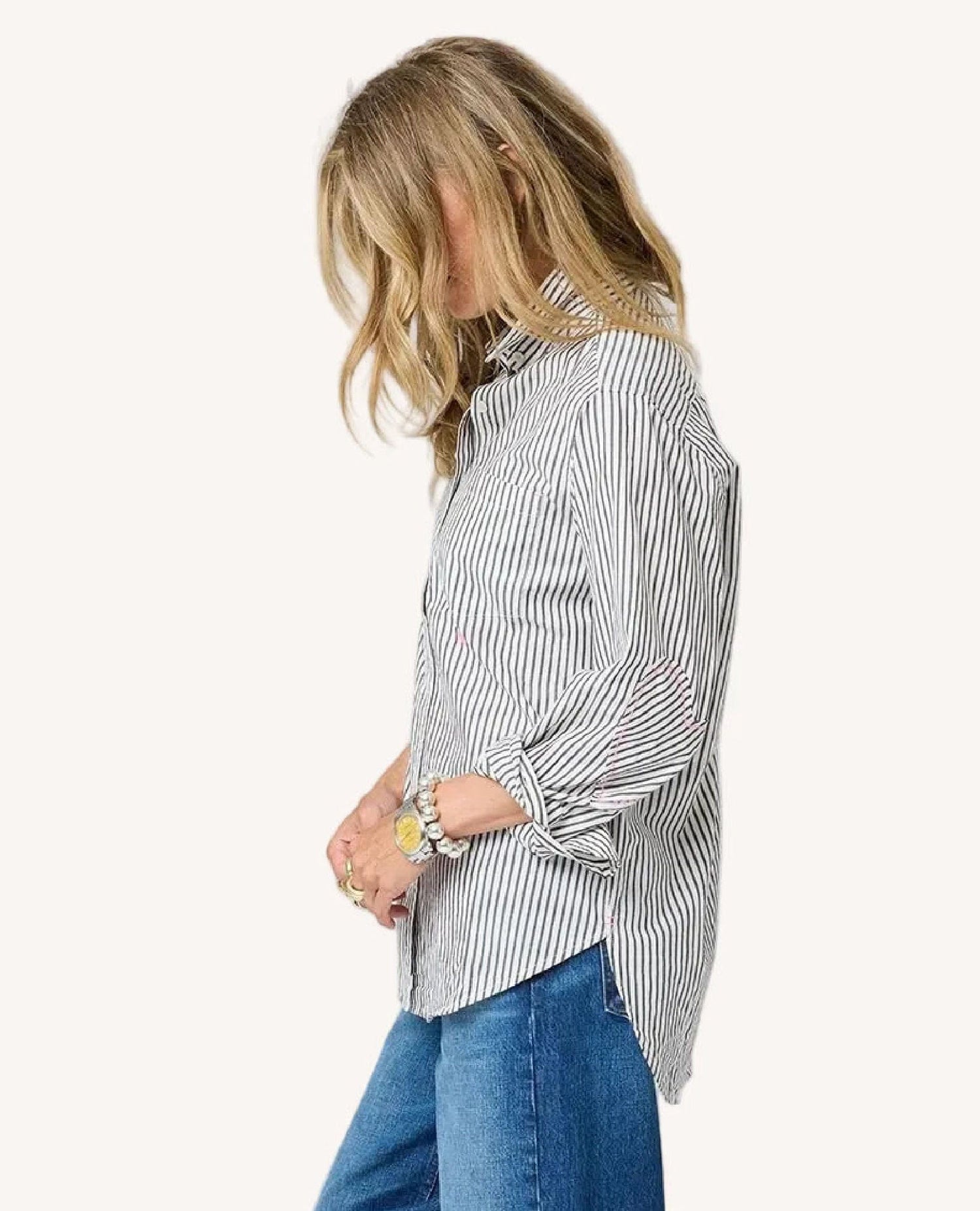 Mia Charcoal Stripe Heart Shirt
