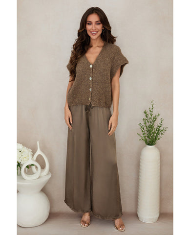 Silky Drawstring Pant Mocha