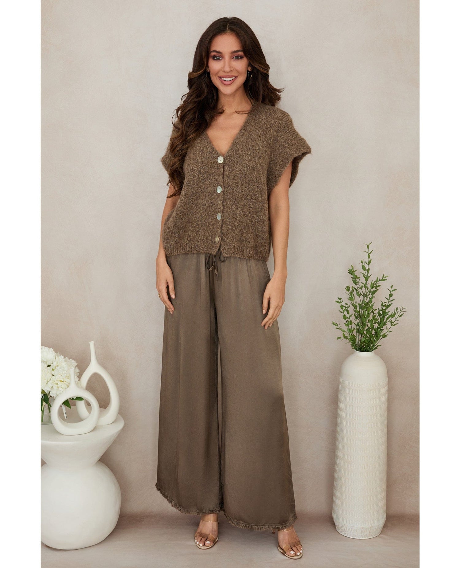 Silky Drawstring Pant Mocha